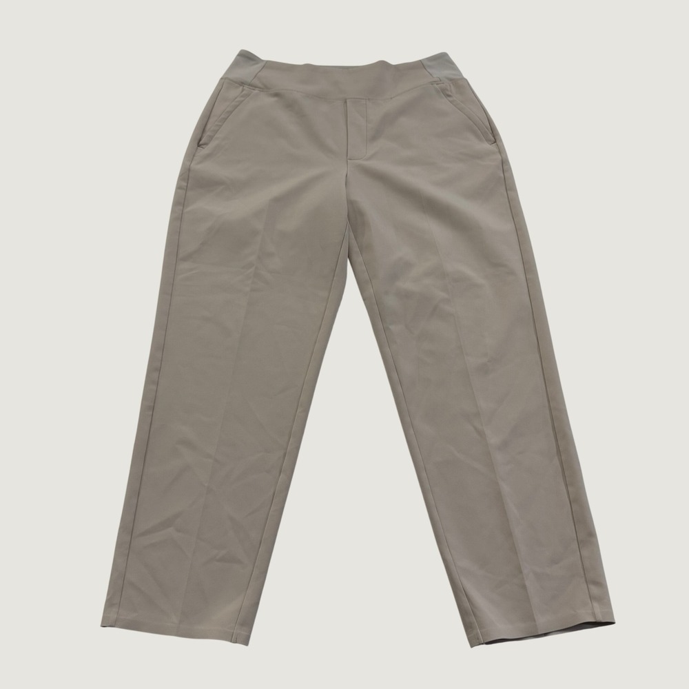 Athleta Womens Size 12 Beige Pull On Straight Leg Stretch Travel Work Pants